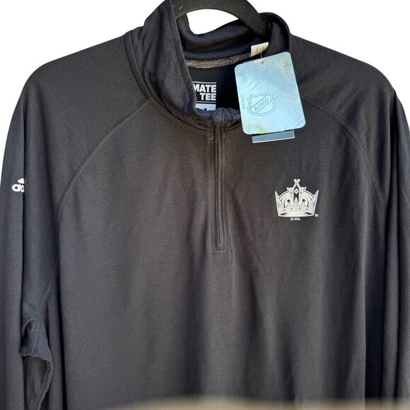 Adidas NHL Los Angeles Kings Hockey Mens Ultimate Tee Black Half-Zip Pullover 2X - Picture 2 of 11